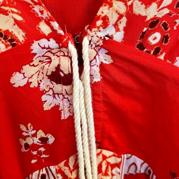Free People Red and Cream Mixin It Up Floral Mini Dress Size Small - Picture 5 of 9
